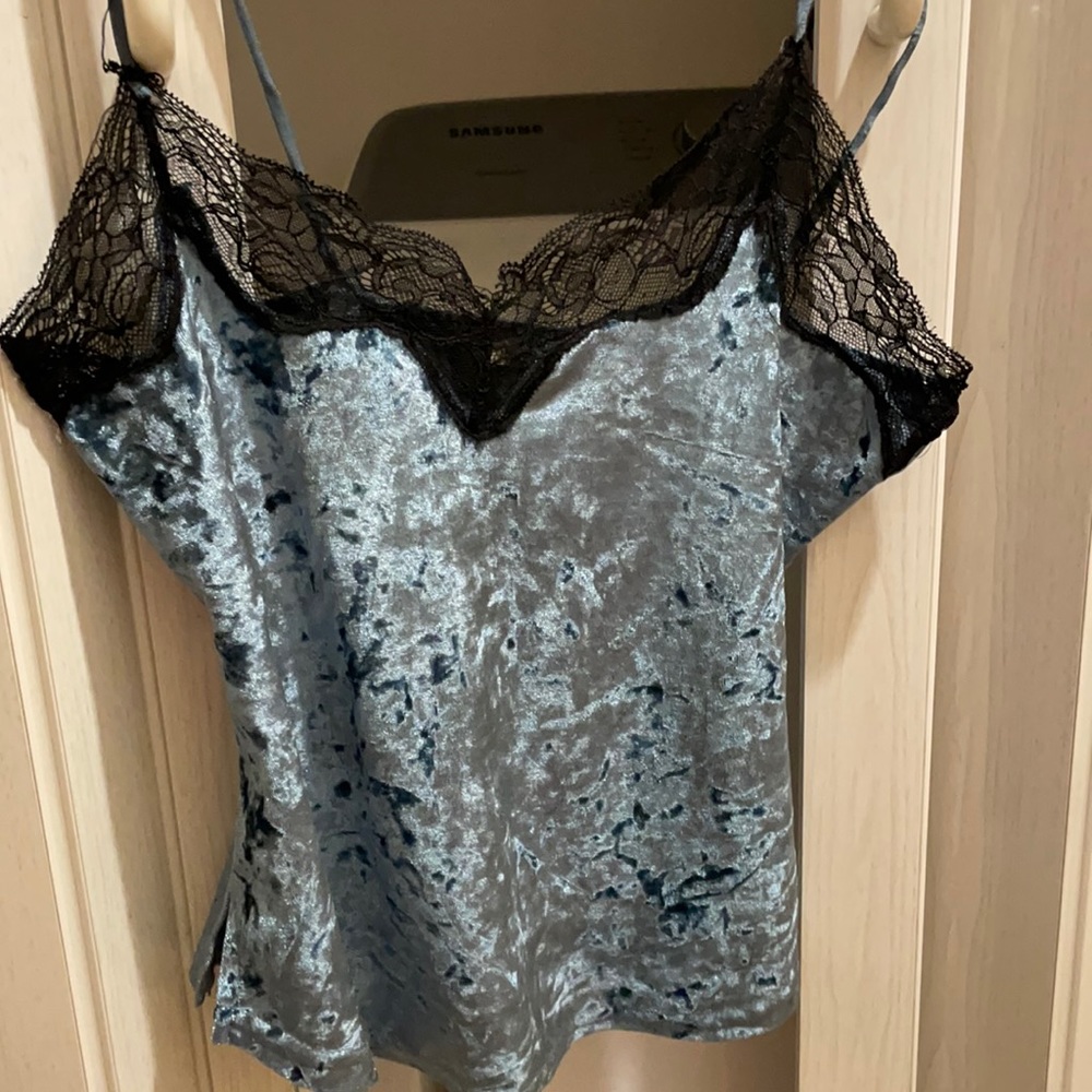 Cute velvet baby blue camisole tank top